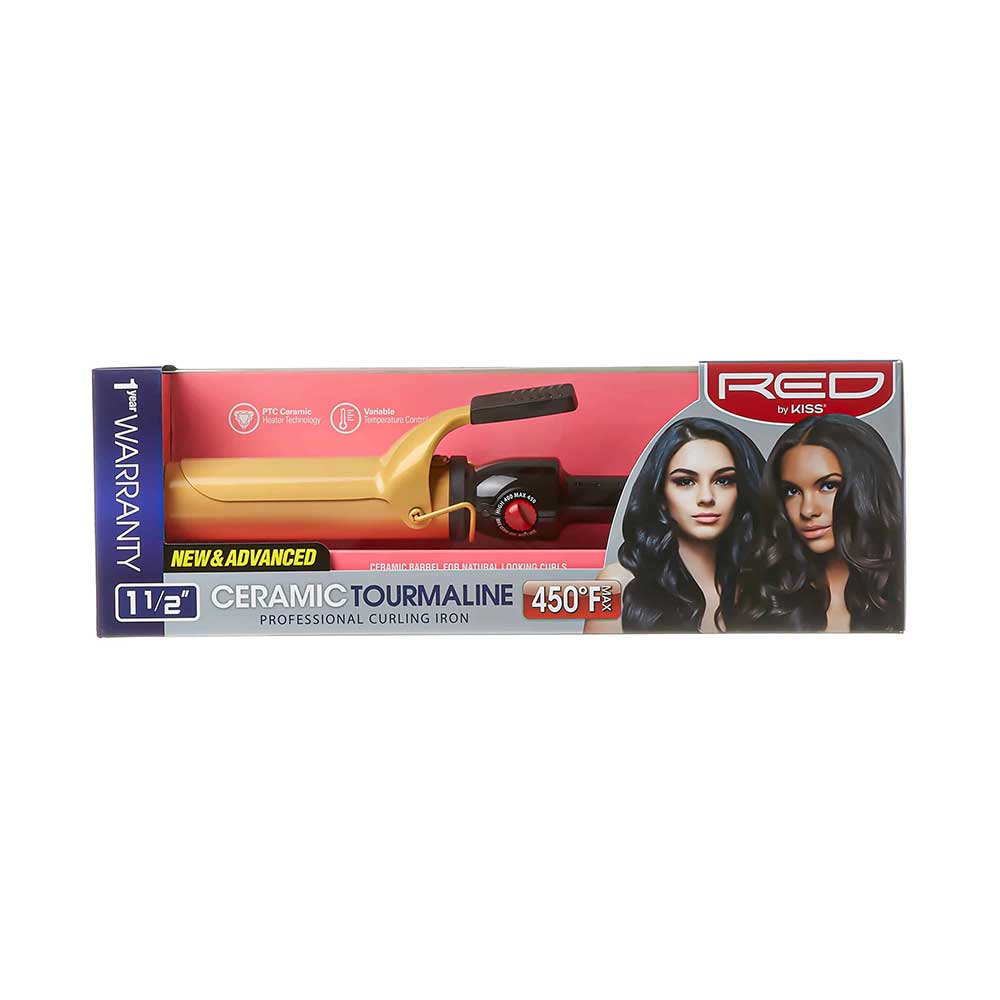 RED by KISS Ceramic Tourmaline Professional Curling Iron - 1.5 Inch official pack
