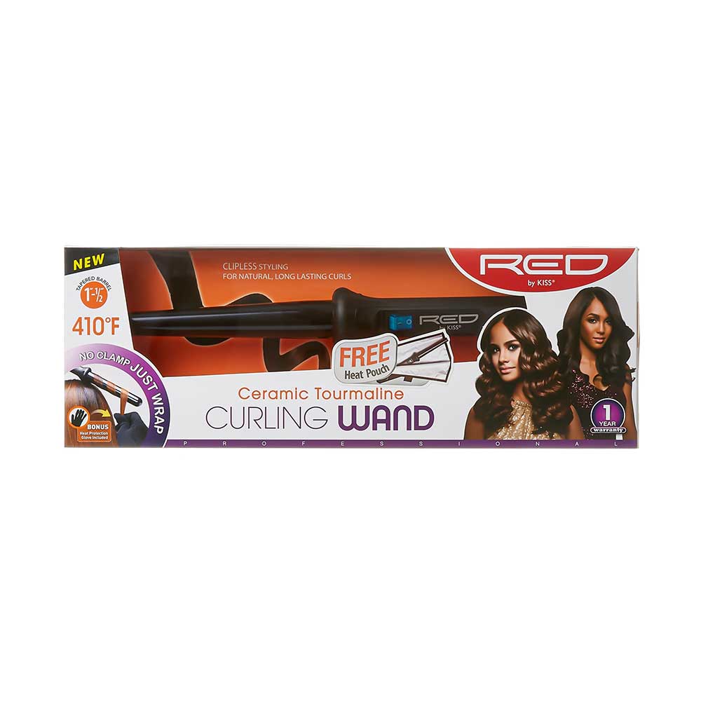 RED by KISS Ceramic Tourmaline Curling Wand - 1.5 Inch official pack