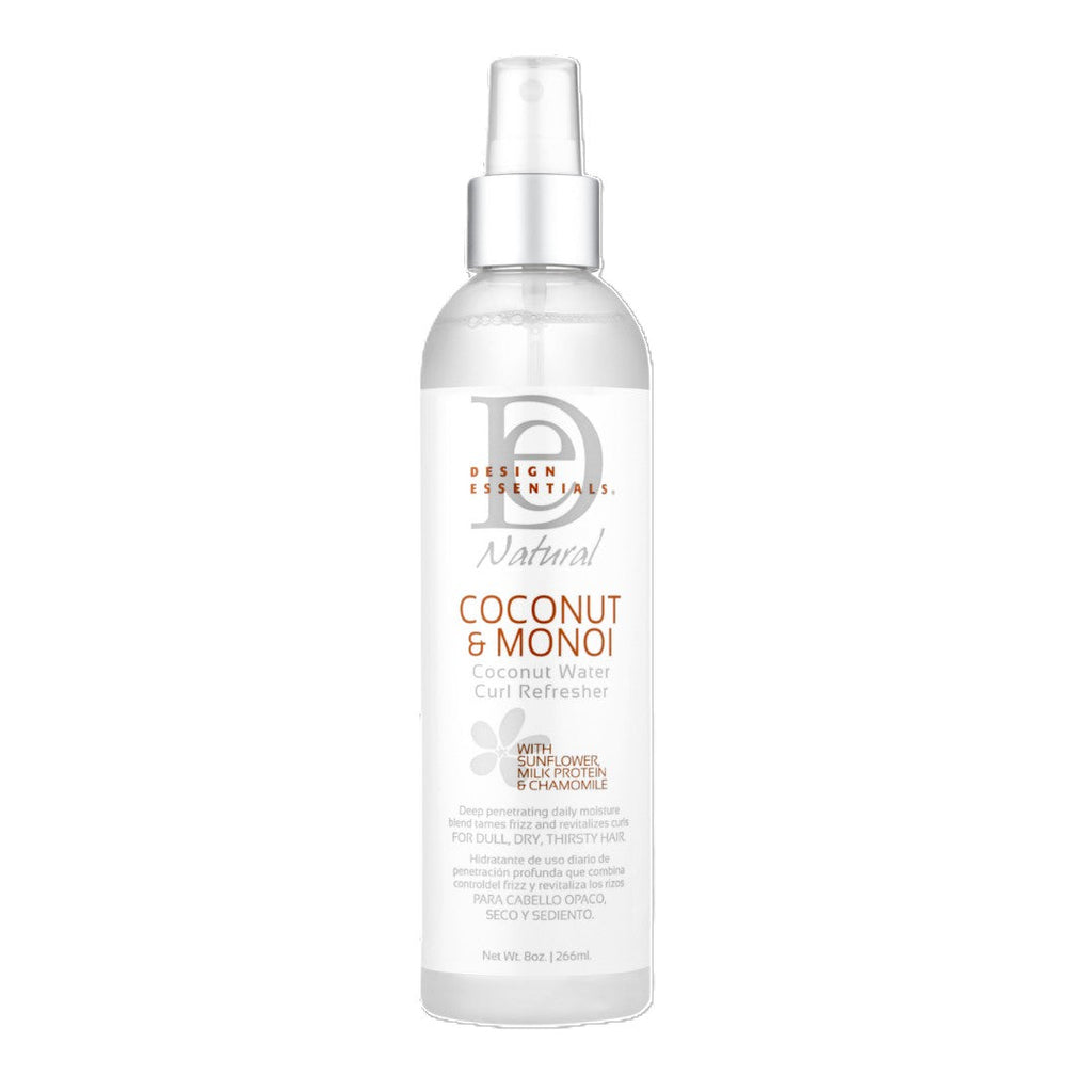 Design Essentials Coconut Water Curl Refresher, Monoi, 8 Ounce 8.0 oz — official pack photo 43018 (CM_CurlRefresher_8oz_WO.jpg) from designessentials.com