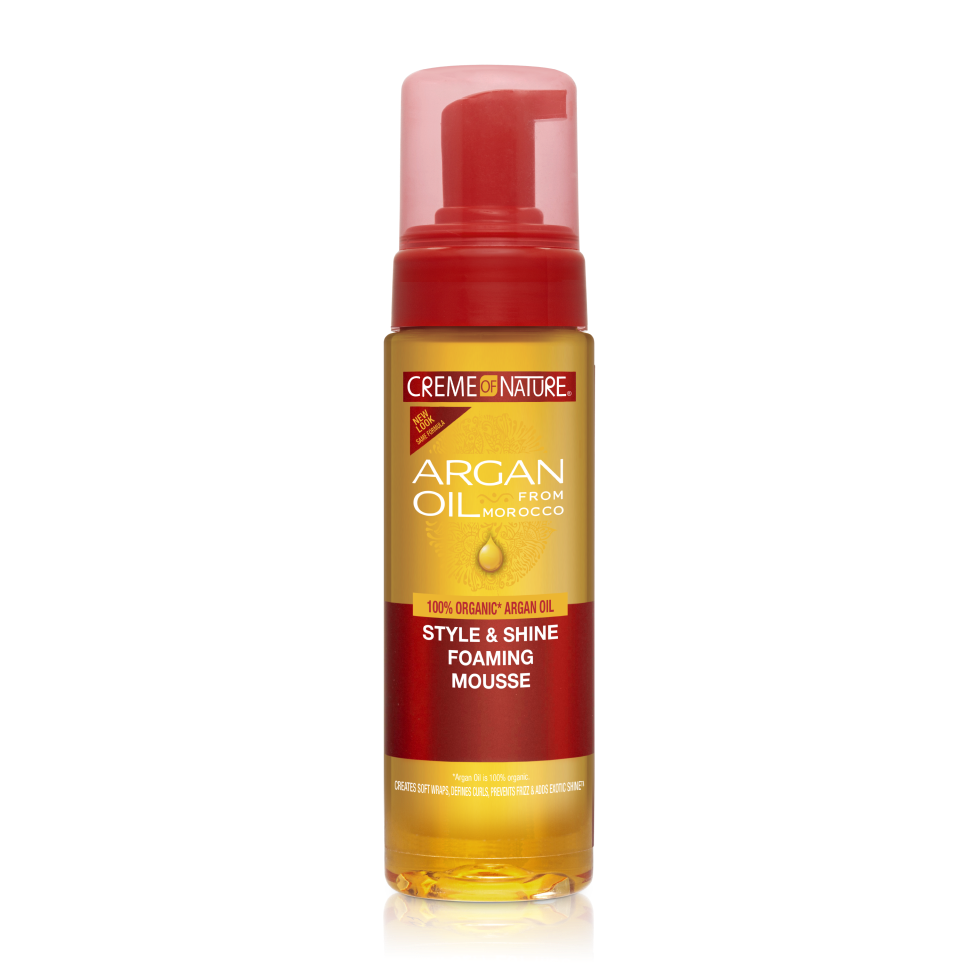 Creme of Nature Argan Oil Style & Shine Foam Mousse 7oz — official pack photo 075724244382 (CON_Argan_Mousse_7oz_REFRESH_AdReady_FINAL_980X980_13c7e69f-7c26-46f6-9ad2-2a5639b2ed7a.png) from cremeofnature.com