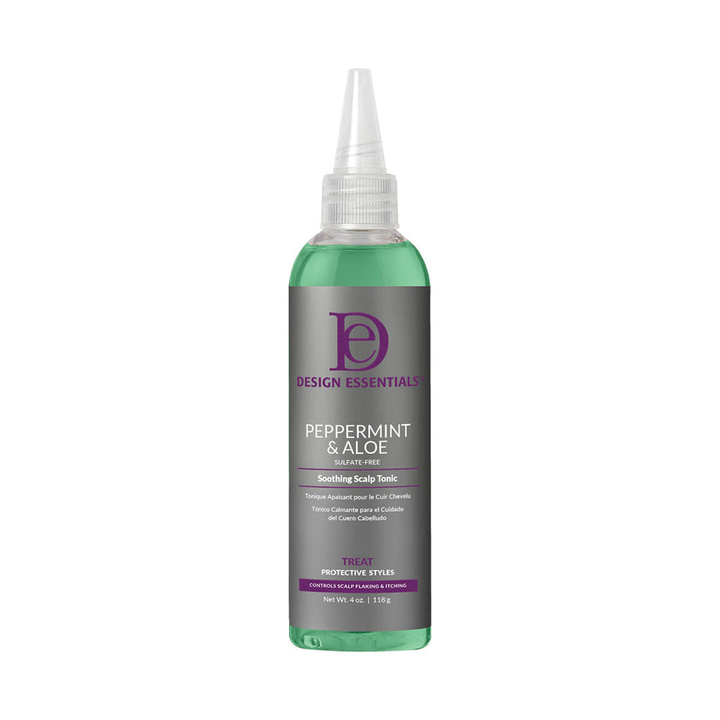 Design Essentials Peppermint & Aloe Soothing Scalp Tonic 4oz — official pack photo 40150 (DEC-PA-SSC-TONIC-4OZ-FRONT-1080x1080.jpg) from designessentials.com