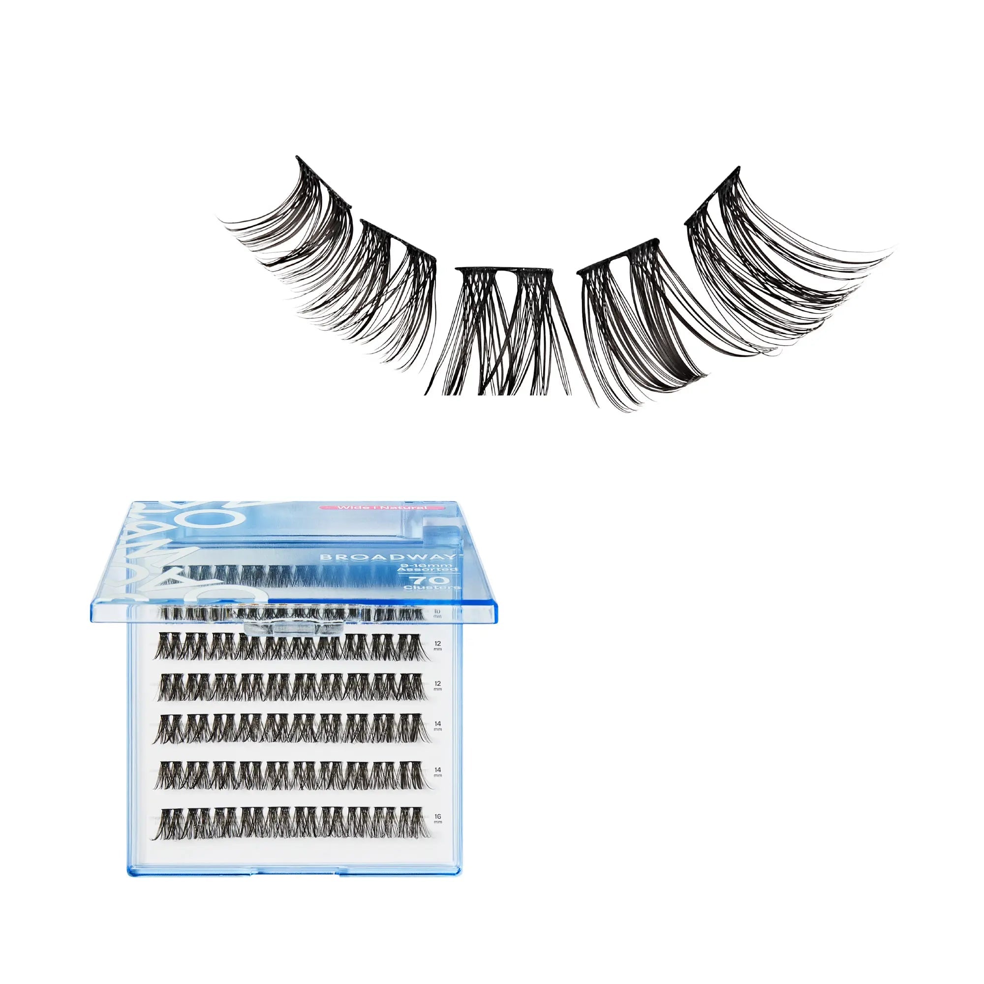 Broadway Natural DIY Cluster Lashes - Customizable Lash Extensions (70-140pcs) - #DIY08-70pcs / Wide Band official pack