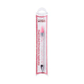 DRA01_main "A packaged product from the brand "KISS." The product is a "Dual Ended Rhinestone Applicator." The packaging is rectangular and transparent, allowing the applicator to be visible. The applicator itself has a clear body with visible rhinestones inside, and it features two ends: one end has a pink, pointed tip, and the other end has a black, rounded tip. The packaging has a pink and white color scheme with the product name written vertically along the side."