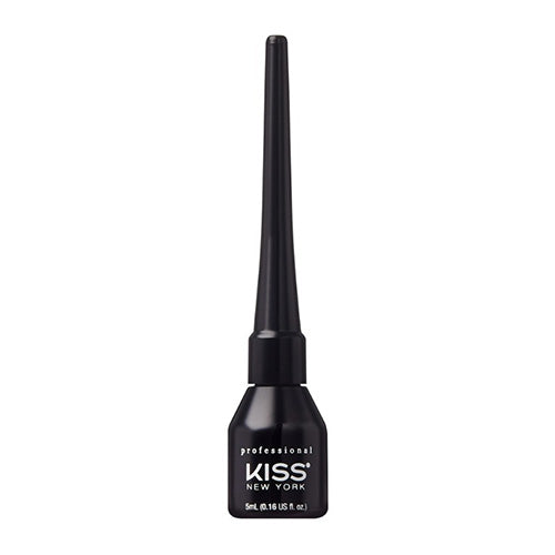 EL03_main "A black liquid eyeliner with a pointed brush applicator. The eyeliner bottle is labeled "24 HR EYE LINER" in white text. The cap of the bottle is elongated and tapers to a point, which is attached to the brush applicator. The brush is designed 