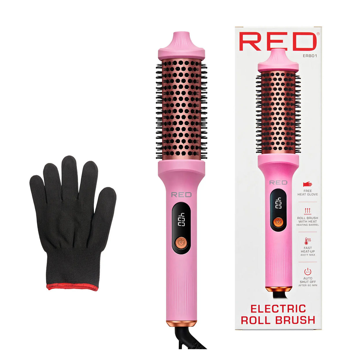 Red By Kiss Heated Roll Brush 2 In 1 Curling Iron & Volumizing Hair Brush -erb01 — official pack ERB01 from ivyusa.com