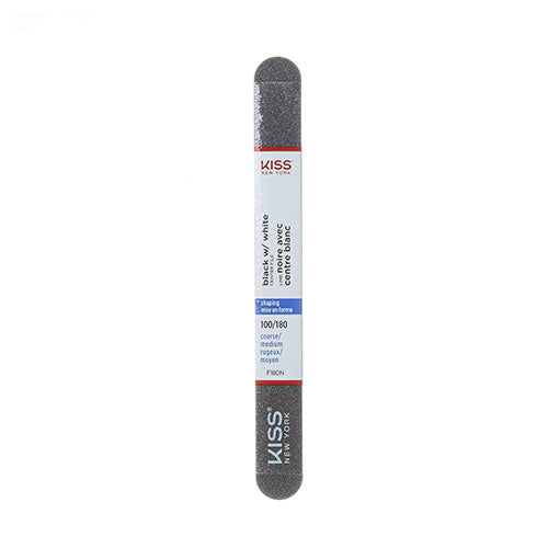 Kiss New York Black With White Center Nail File — official pack F180N from ivyusa.com