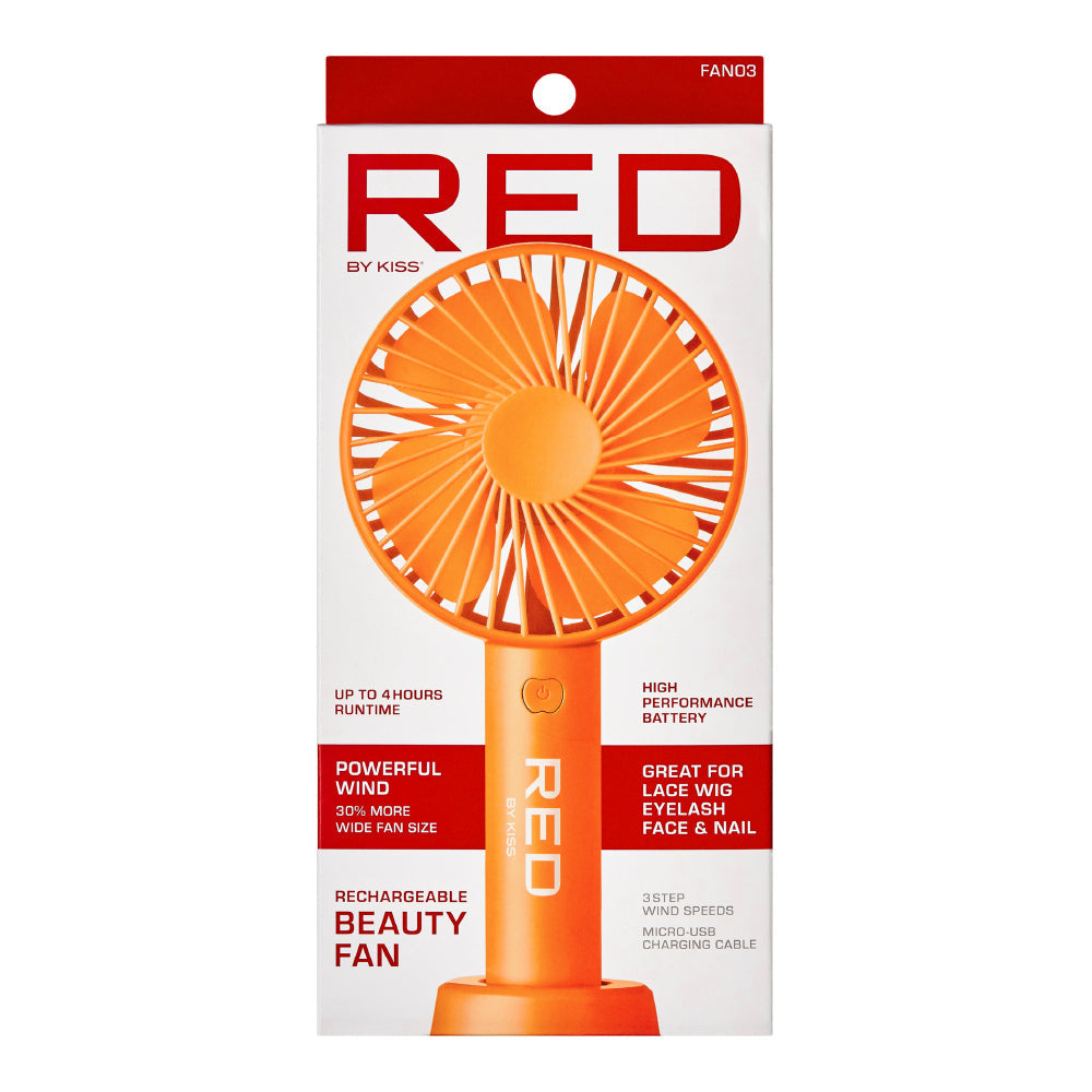 RED by KISS Portable Handheld Rechargeable Beauty Fan - Orange official pack