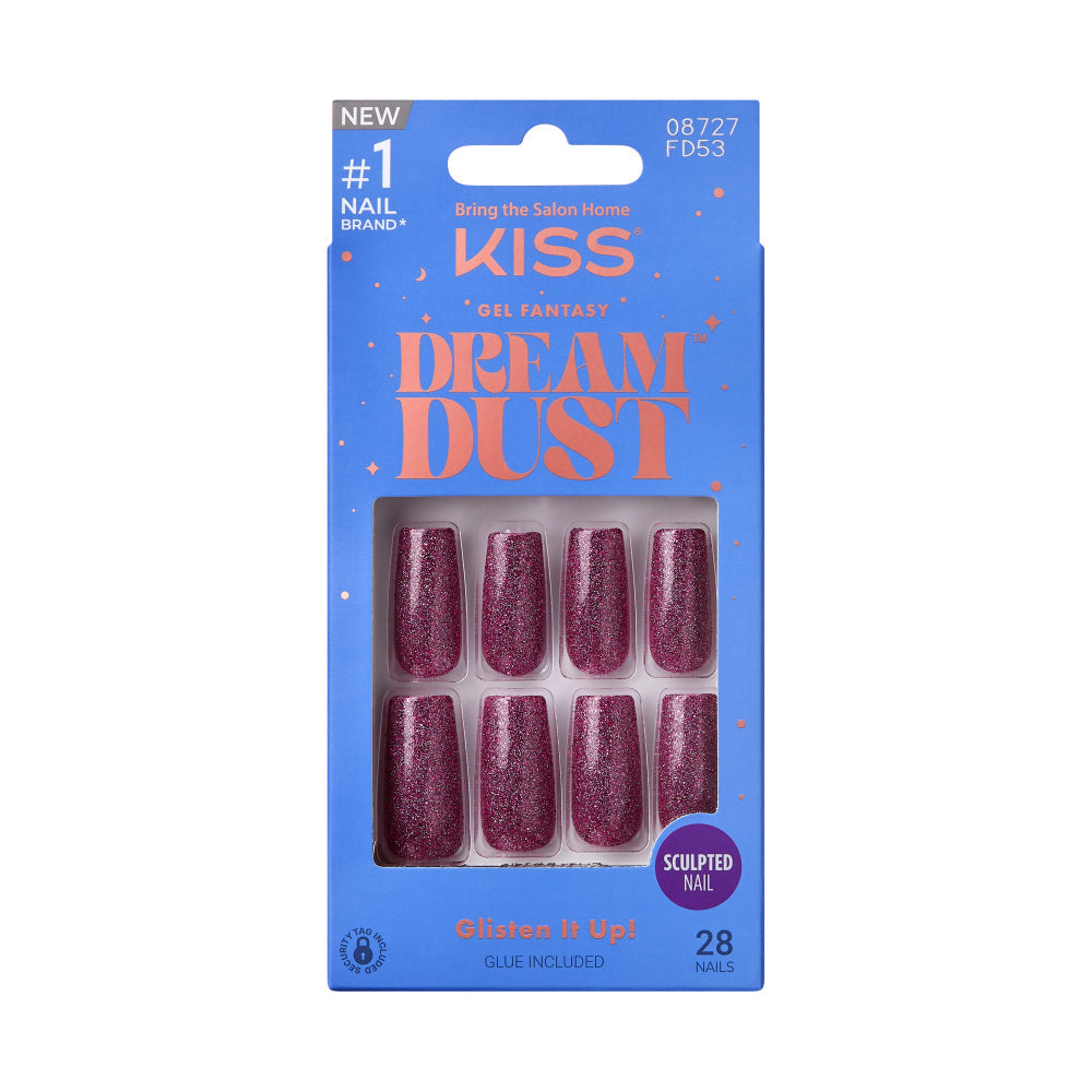 Kiss Gel Fantasy Glue On Nails - Long Lasting False Nails - Perfumes / Dreamdust official pack