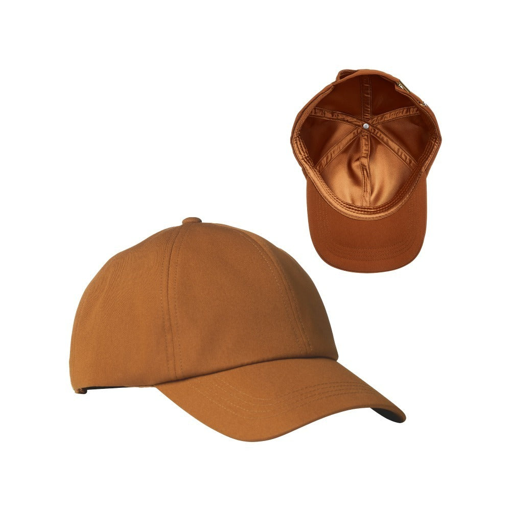 FH005_main "RED by KISS Satin Lined Baseball Cap - Brown, main product view."