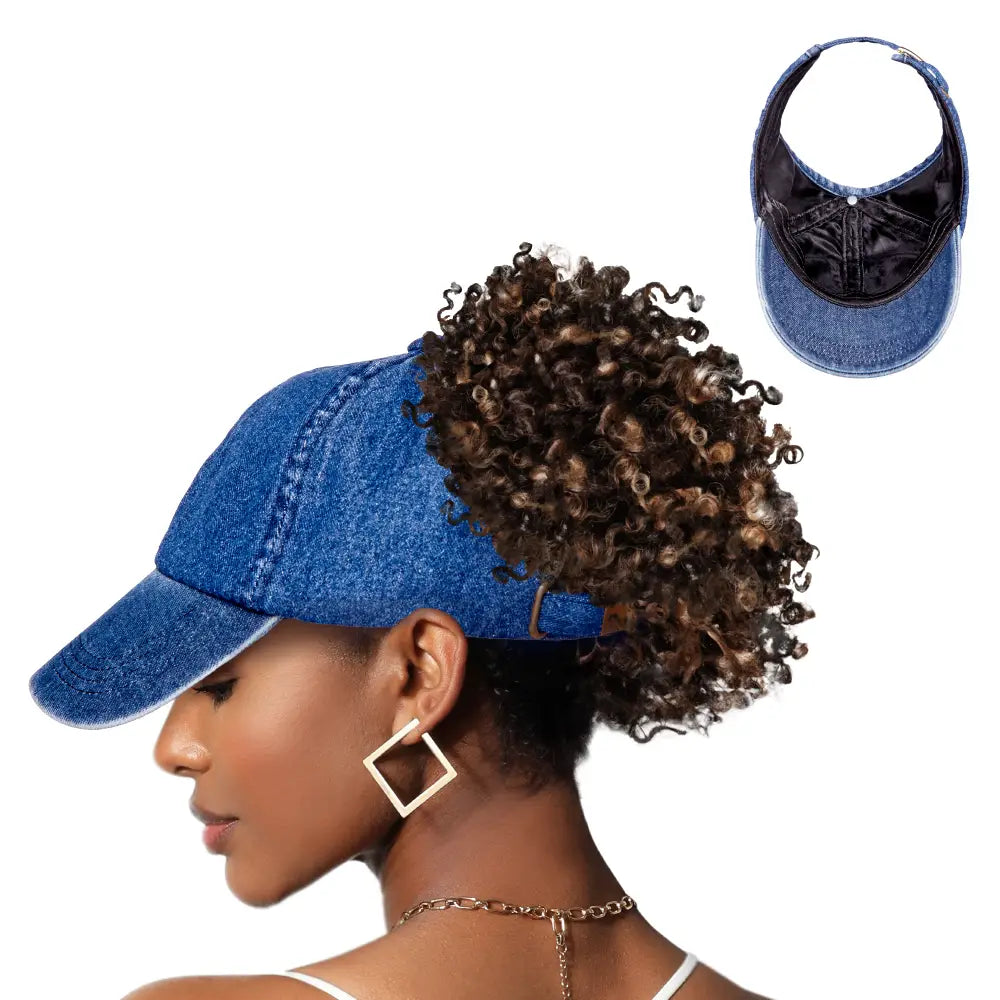 Arria Adjustable Satin Lined Backless Baseball Cap - Denim