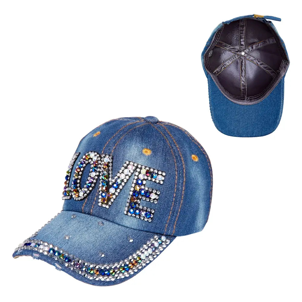 Arria Adjustable Satin Lined Studded Baseball Cap - Love official pack