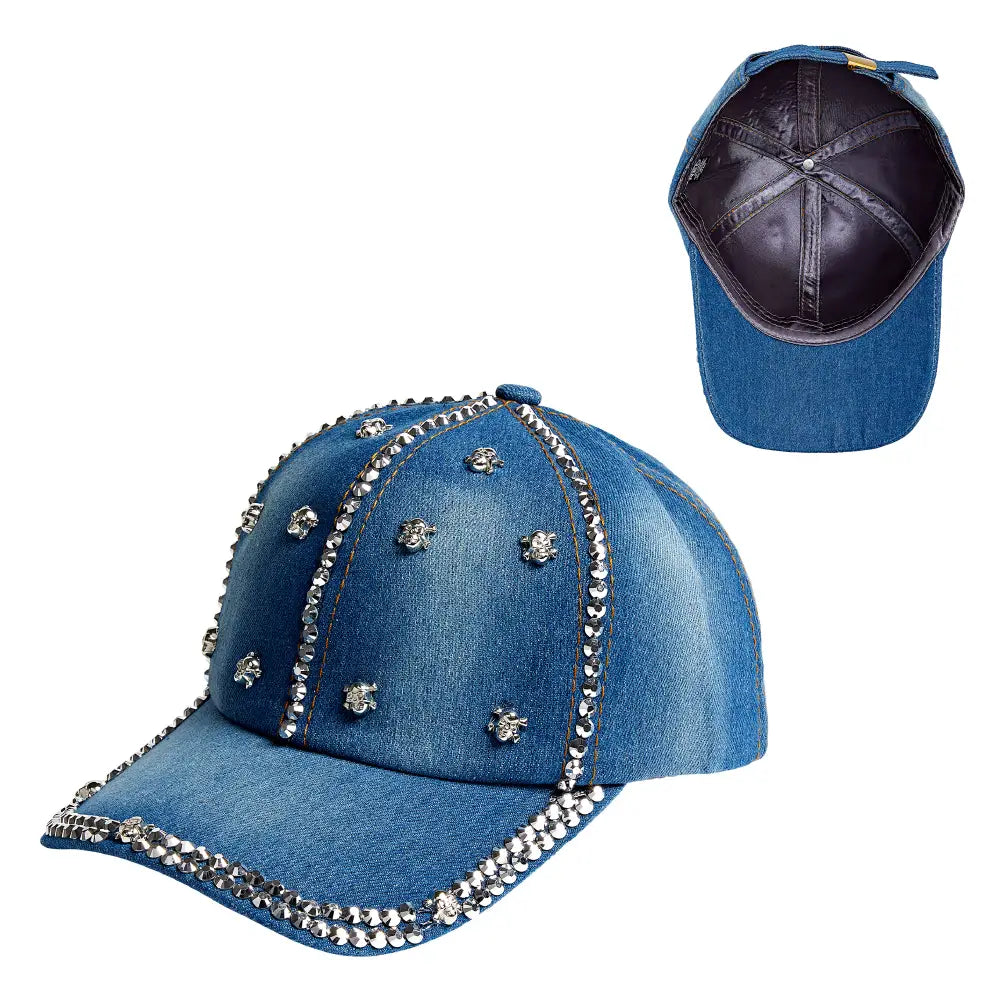 Arria Adjustable Satin Lined Studded Baseball Cap - Skull official pack