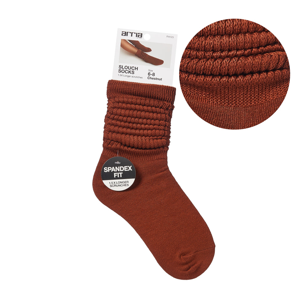 Arria Extra Long Soft Cotton Trendy Slouch Socks - 6-8 / Chestnut official pack