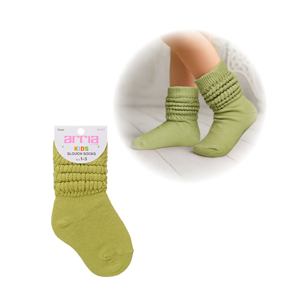 Arria Slouch Socks for Kids (13C–3Y) – Extra-Soft, Breathable - Sage official pack