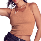 Arria Ribbed Crop Tank Top – Women’s Soft Slim Fit Scoop Neck Sleeveless Shirt official pack