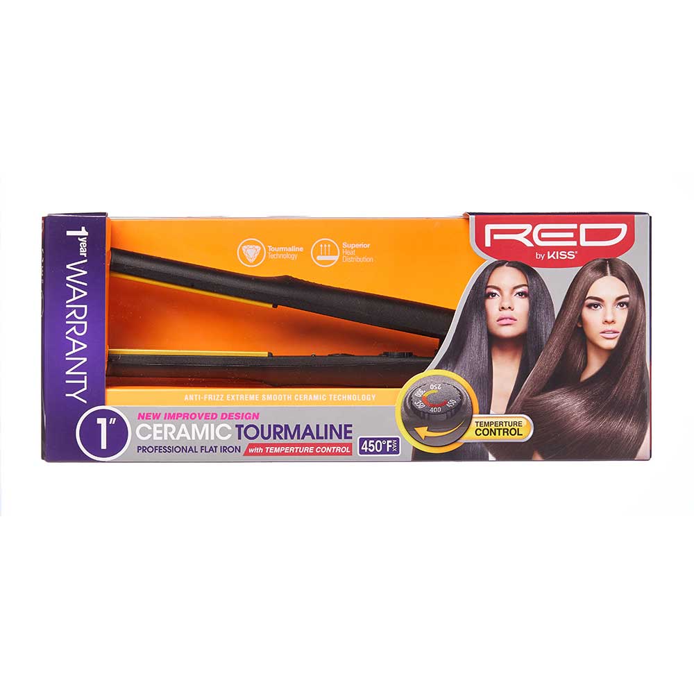 RED by KISS Ceramic Tourmaline Flat Iron - 1 Inch official pack