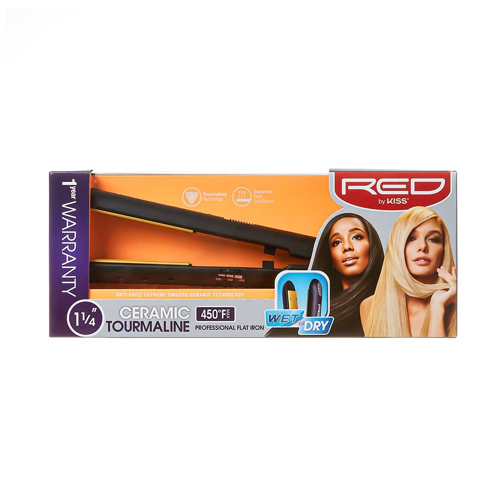 RED by KISS Ceramic Tourmaline Flat Iron - 1.25 Inch official pack