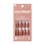 Gold Finger Solid Color Press On Nails Kit – Long Lasting Glue-On Fake Nails Set - My Vision / Soft/Neutral official pack
