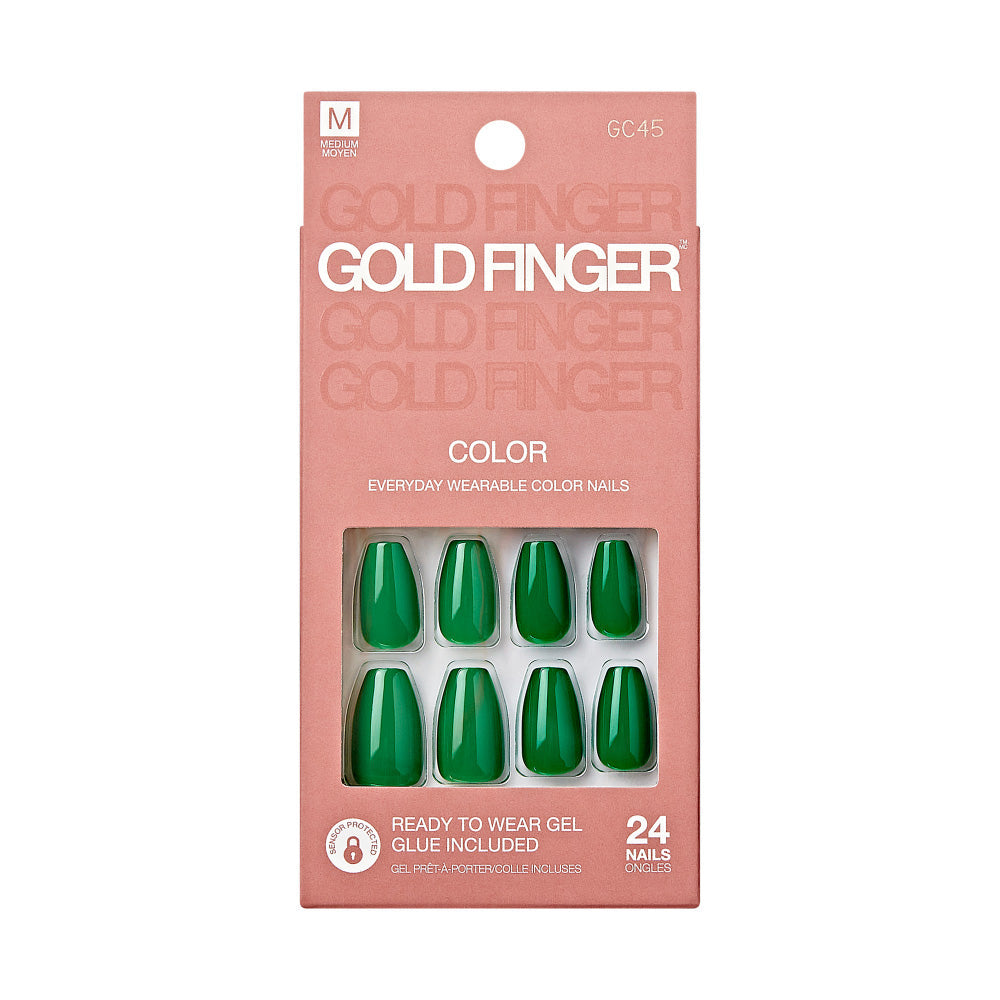Gold Finger Solid Color Press On Nails Kit – Long Lasting Glue-On Fake Nails Set - Rich Spirit / Dark/Bold official pack