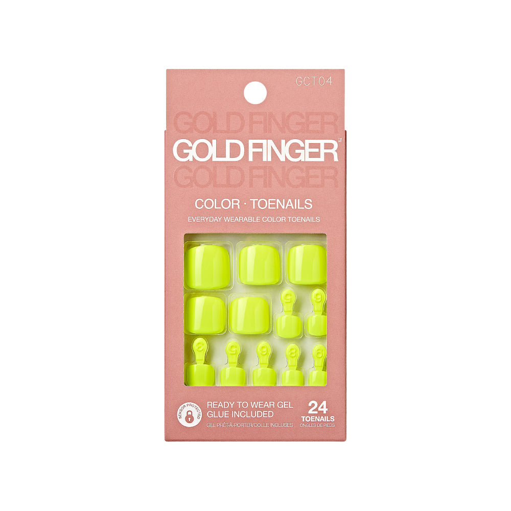 Gold Finger Solid Color Glue-On Fake Toenails - Press On Gel Toe Nails with Adhesive official pack