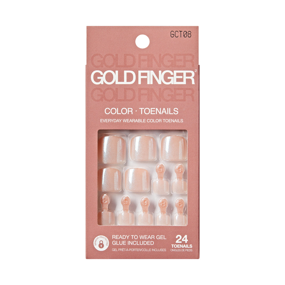 Gold Finger Solid Color Glue-On Fake Toenails - Press On Gel Toe Nails with Adhesive official pack