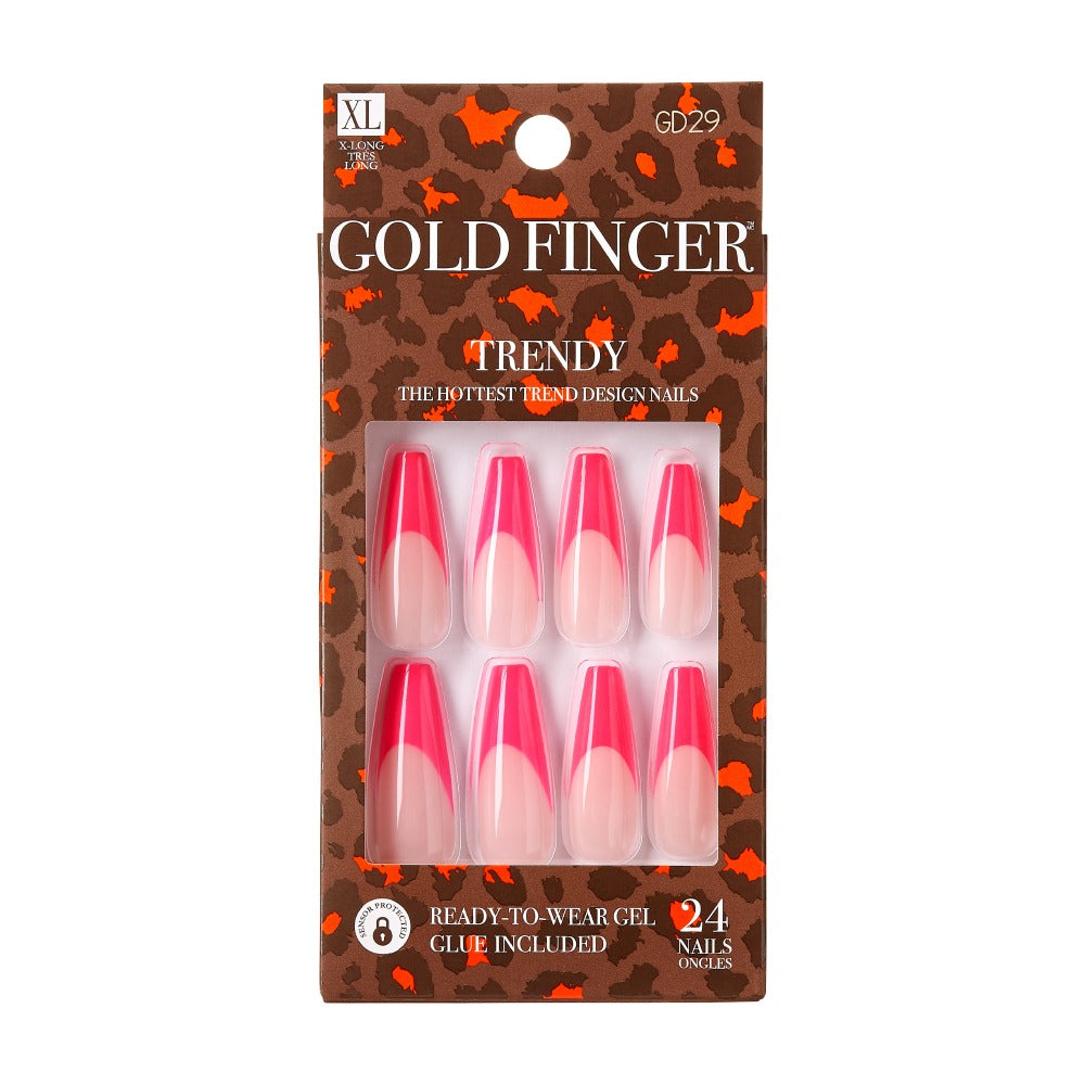 Gold Finger Kiss Gel Glam Nail Kit 24 Nails #Gf — official pack photo GD29 (GD29_main.png) from rk