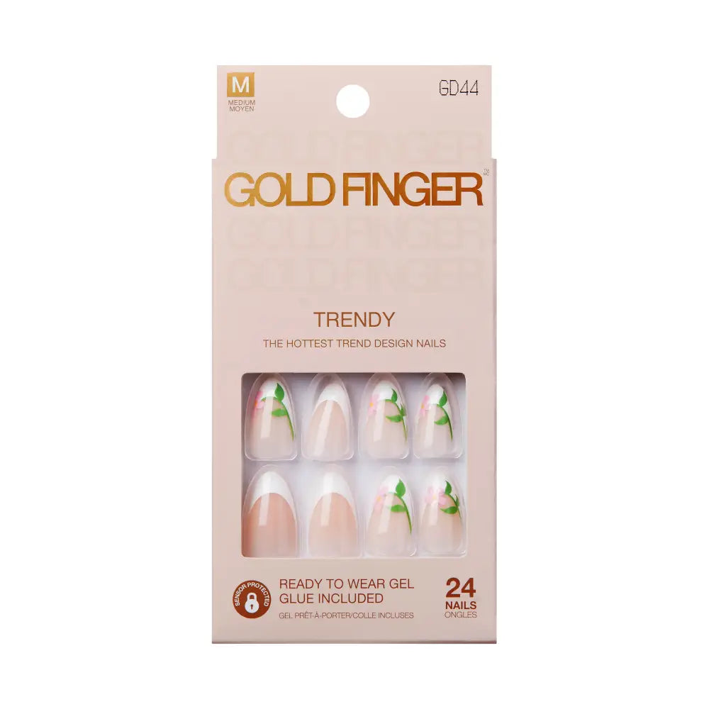 Gold Finger Trendy Press On Nails Kit with 24pcs Fashionable Fake Nails official pack