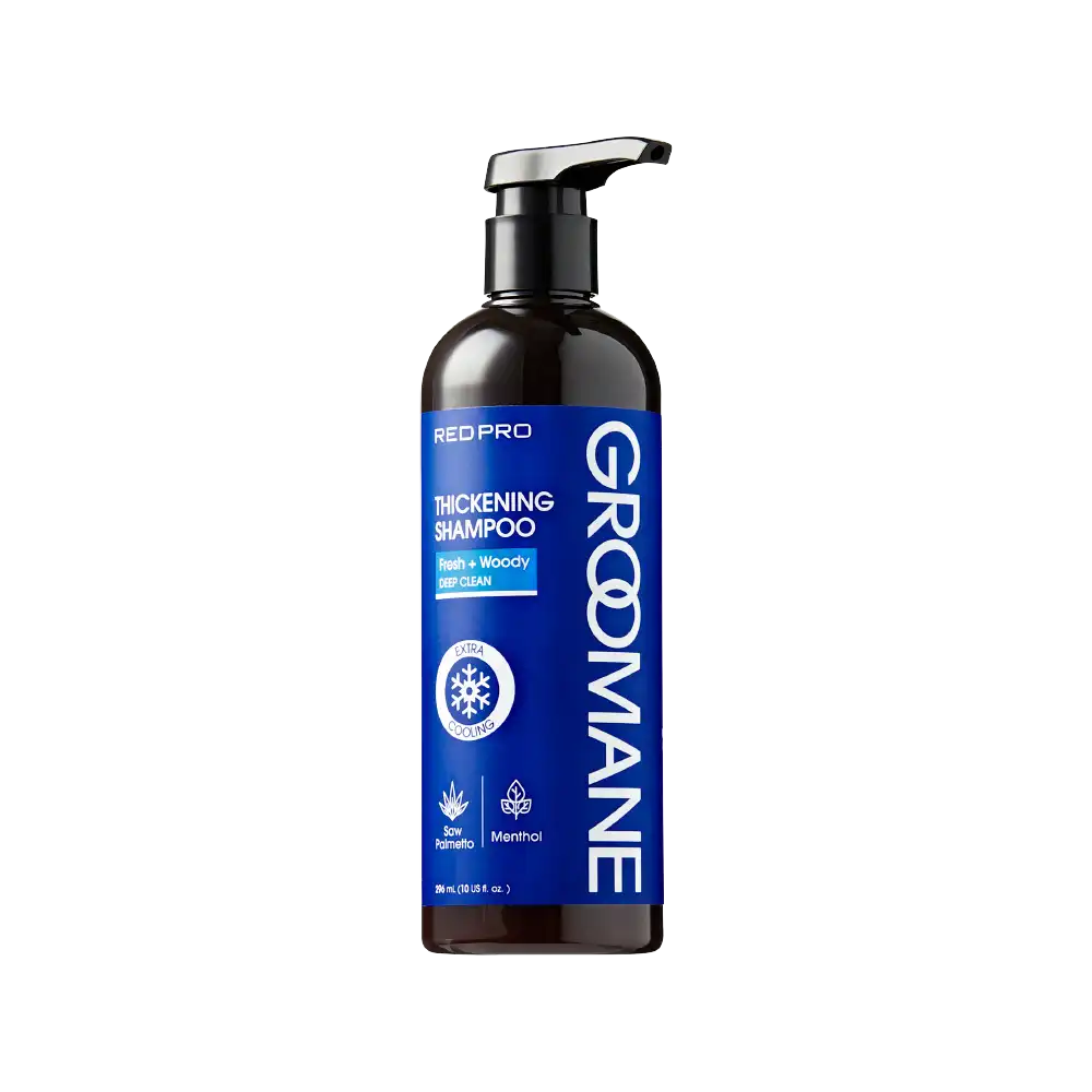 Red PRO Groomane Men’s Biotin Shampoo – Clarifying Anti-Dandruff & Hair Loss Care with Caffeine & Menthol official pack
