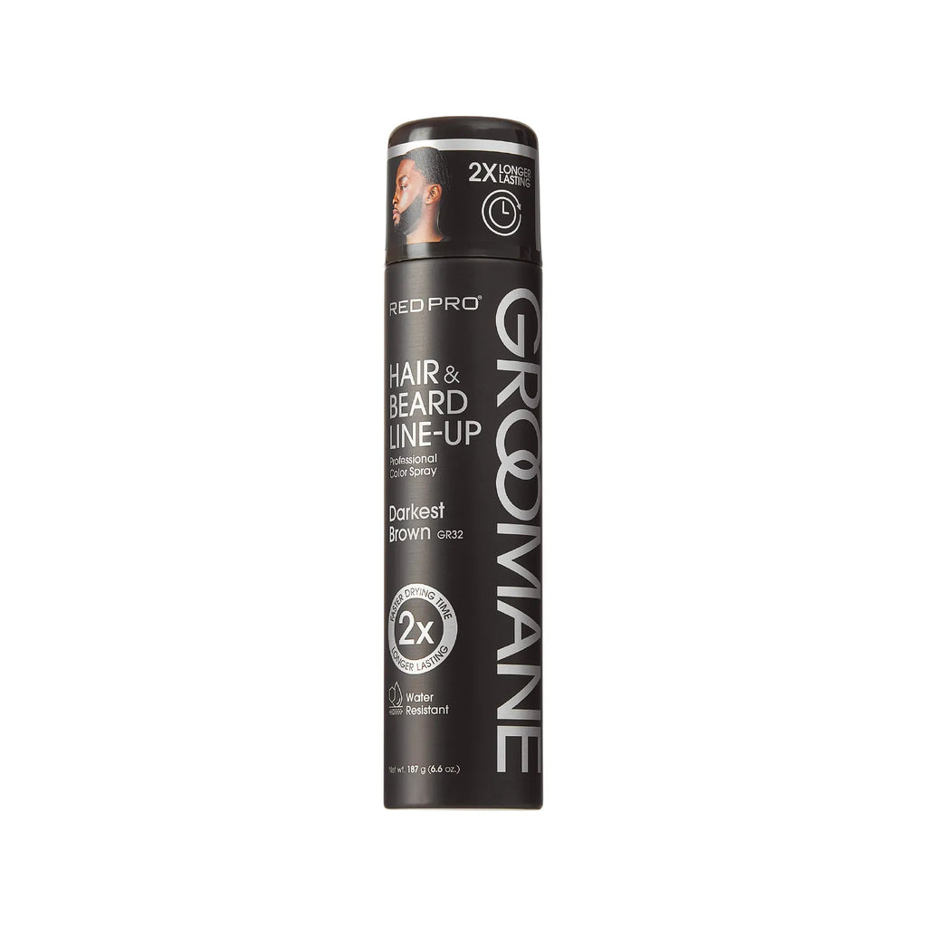 Red PRO Groomane Waterproof & Fade-Resistant Professional Temporary Color Spray For Hair, Beards & Lineup (6.6 oz.) official pack