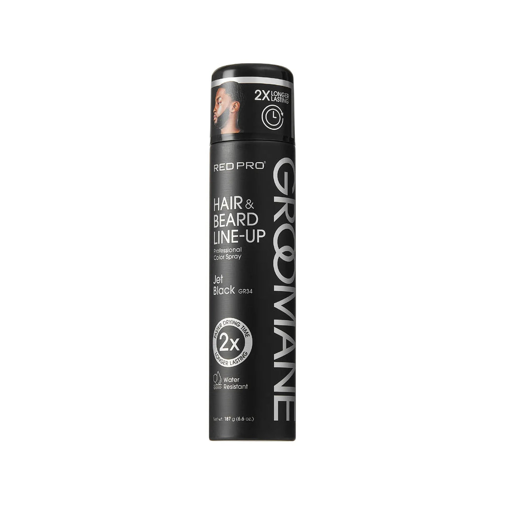 Red PRO Groomane Waterproof & Fade-Resistant Professional Temporary Color Spray For Hair, Beards & Lineup (6.6 oz.) official pack