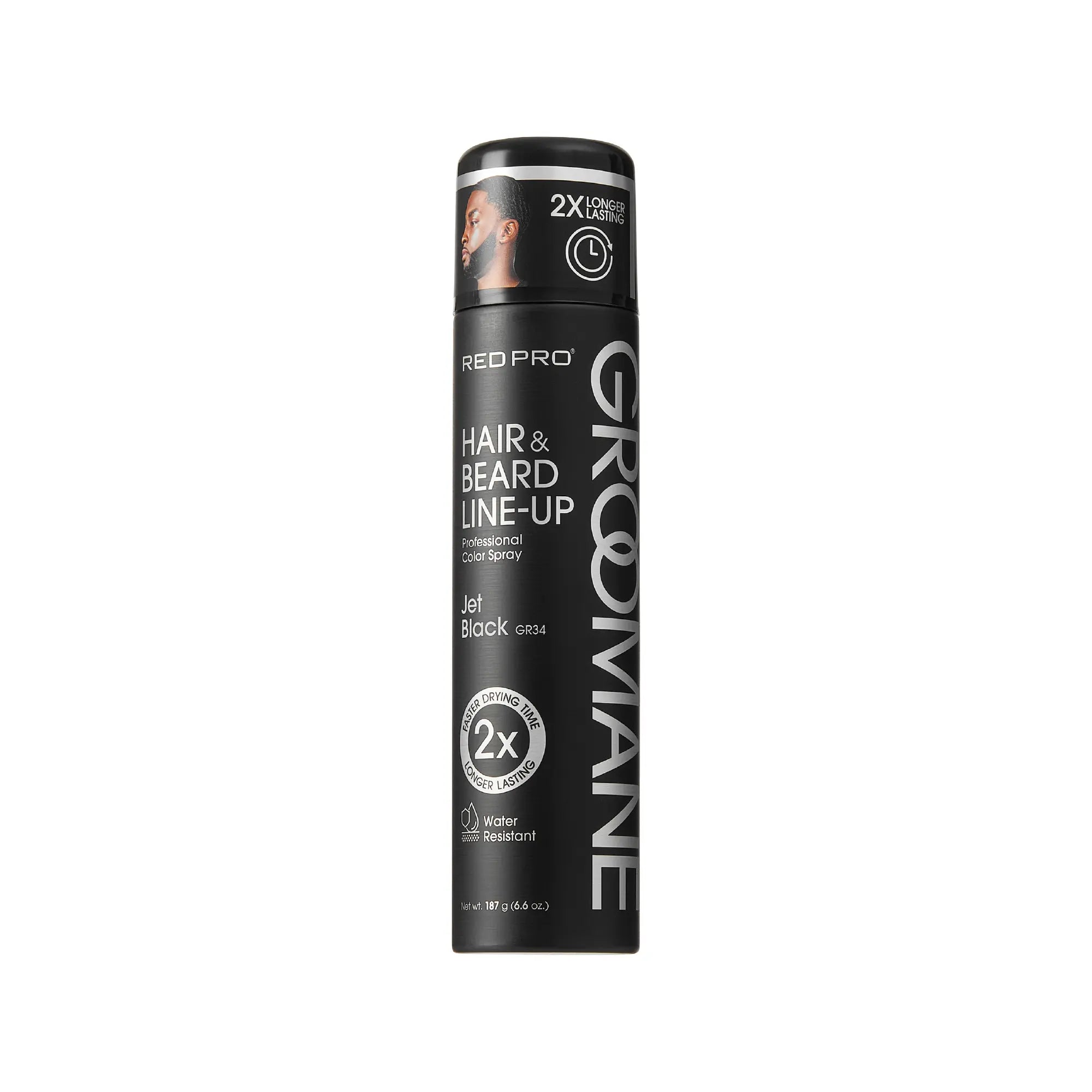 Red PRO Groomane Waterproof & Fade-Resistant Professional Temporary Color Spray For Hair, Beards & Lineup (6.6 oz.) official pack