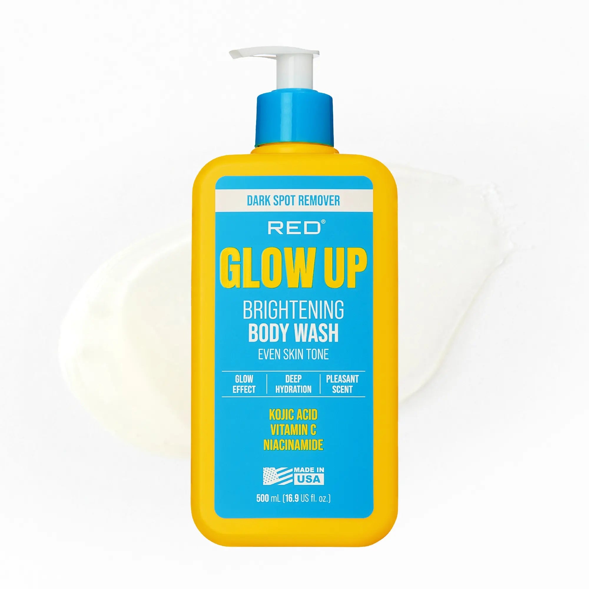 RED by KISS Glow Up Brightening Body Wash with Kojic Acid, Vitamin C & Niacinamide - 16.9 US fl.oz.(500mL) official pack
