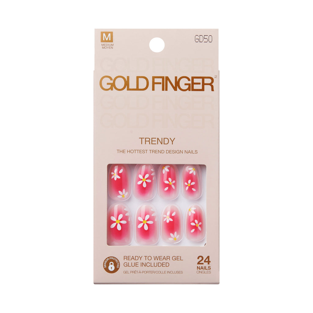 Gold Finger Trendy Press On Nails Kit with 24pcs Fashionable Fake Nails official pack