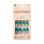 Gold Finger Trendy Press On Nails Kit with 24pcs Fashionable Fake Nails official pack