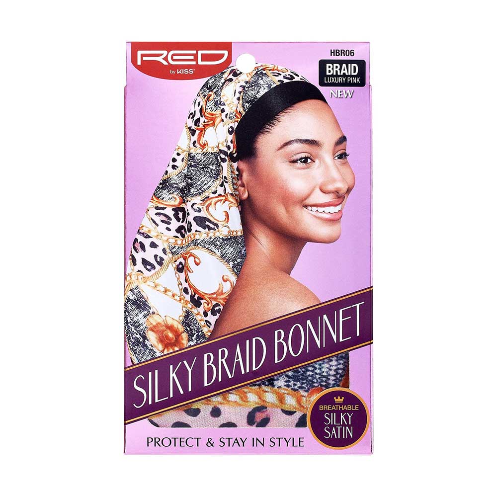 RED by KISS Silky Braid Bonnet - Leopard Luxury Pink official pack