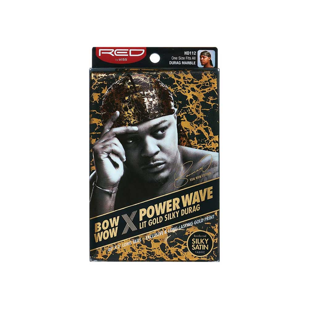 RED by KISS BOW WOW X Power Wave LIT Silky Durag - Marble official pack