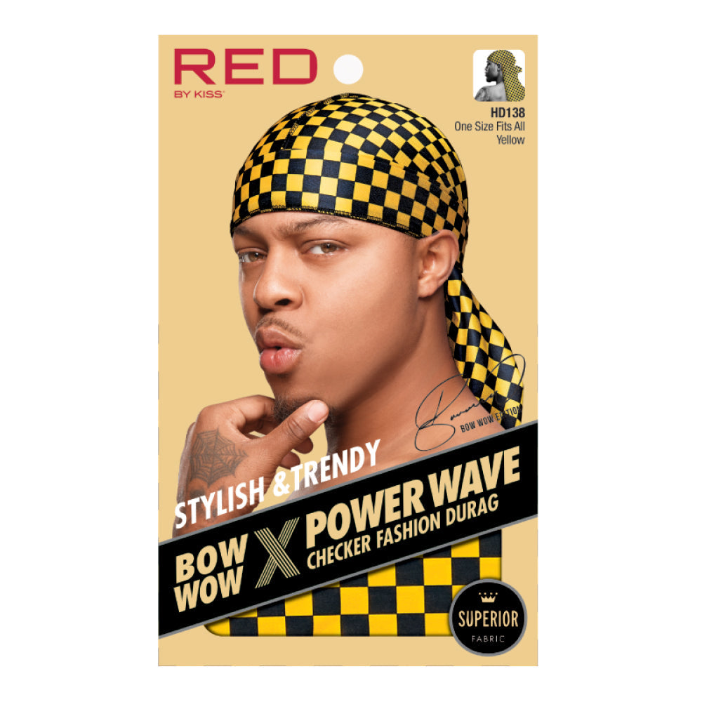 RED by KISS BOW WOW X Power Wave Checker Fashion Durag official pack