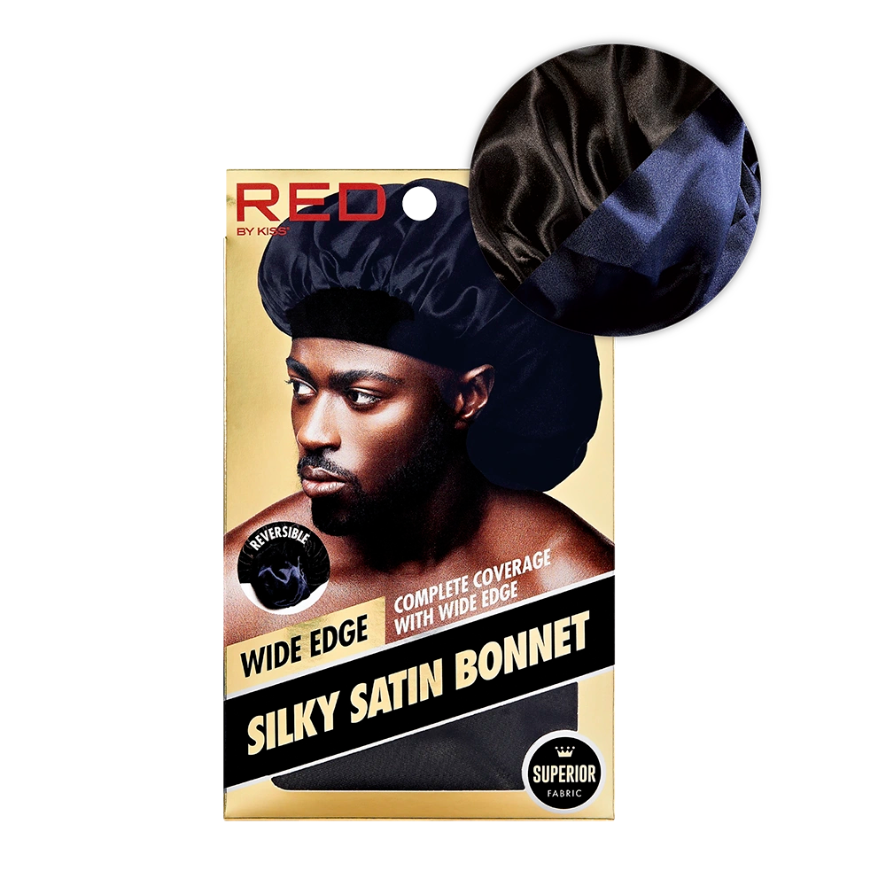 RED by KISS Men's Silky Satin Bonnet – Regular & Braid Size official pack