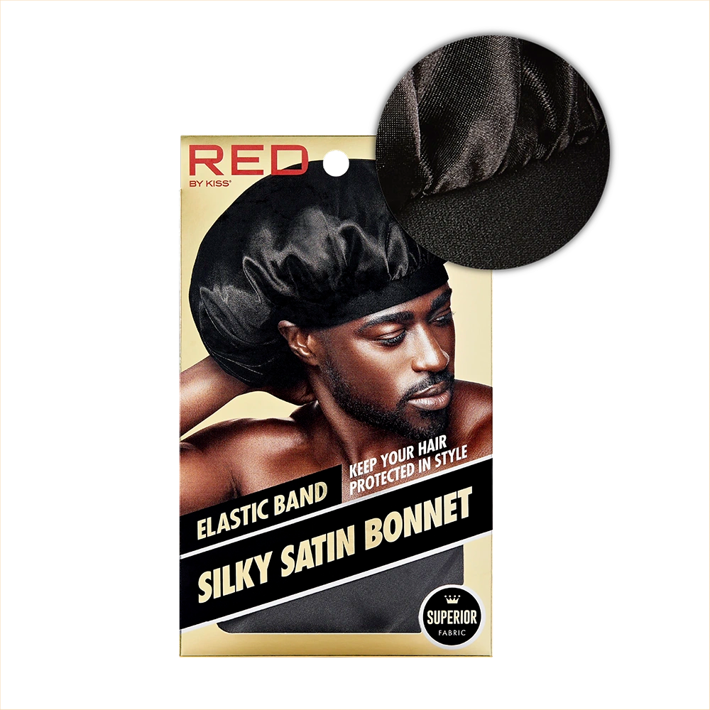 RED by KISS Men's Silky Satin Bonnet – Regular & Braid Size official pack