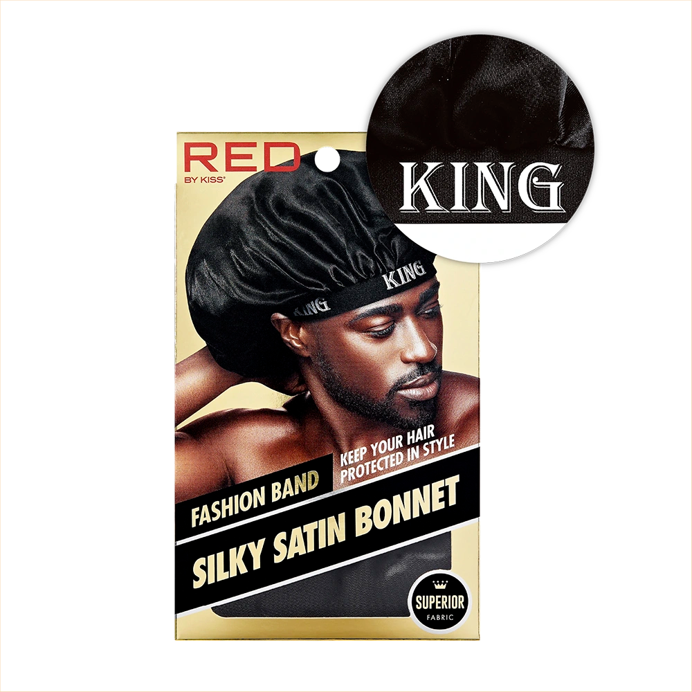 RED by KISS Men's Silky Satin Bonnet – Regular & Braid Size official pack