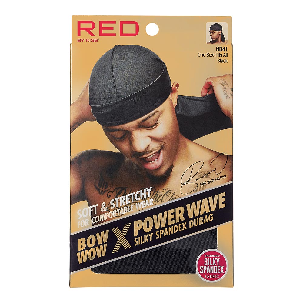RED by KISS Power Wave Silky Spandex Durag - Black official pack