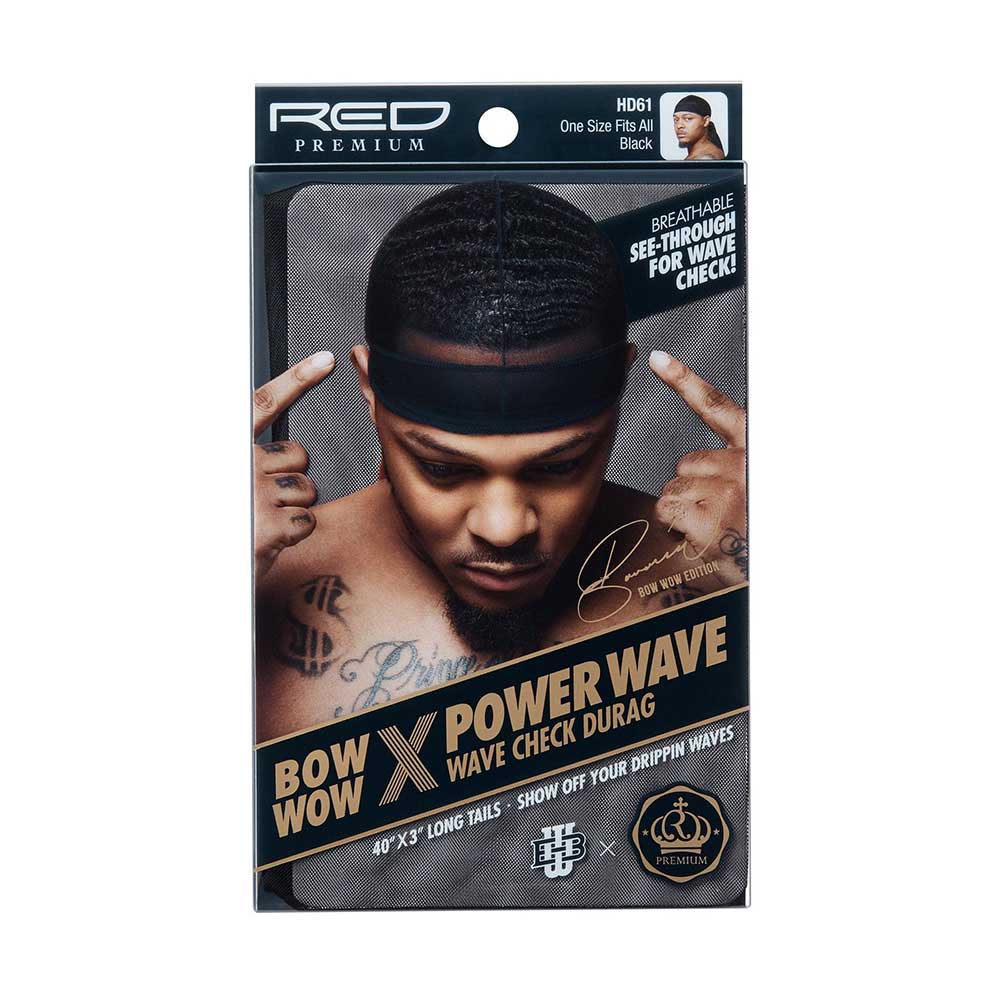 RED by KISS Power Wave See Through Wave Check Durag - Black official pack