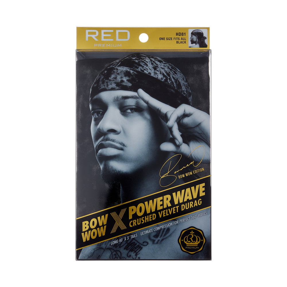 RED by KISS Power Wave Crushed Velvet Durag - Black official pack