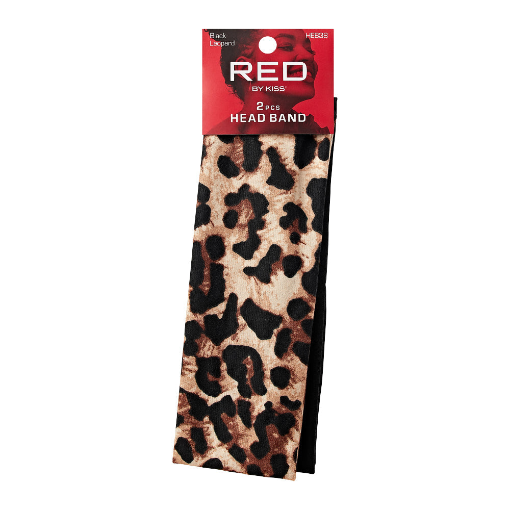 RED by KISS Cotton Headband (2pcs) - Black&amp;Leopard official pack