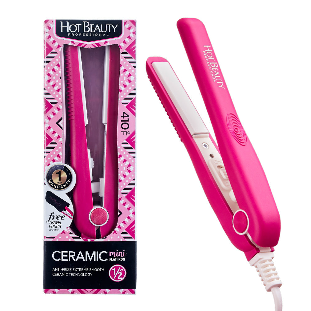 Hot Beauty Ceramic Mini Flat Iron - Pink official pack