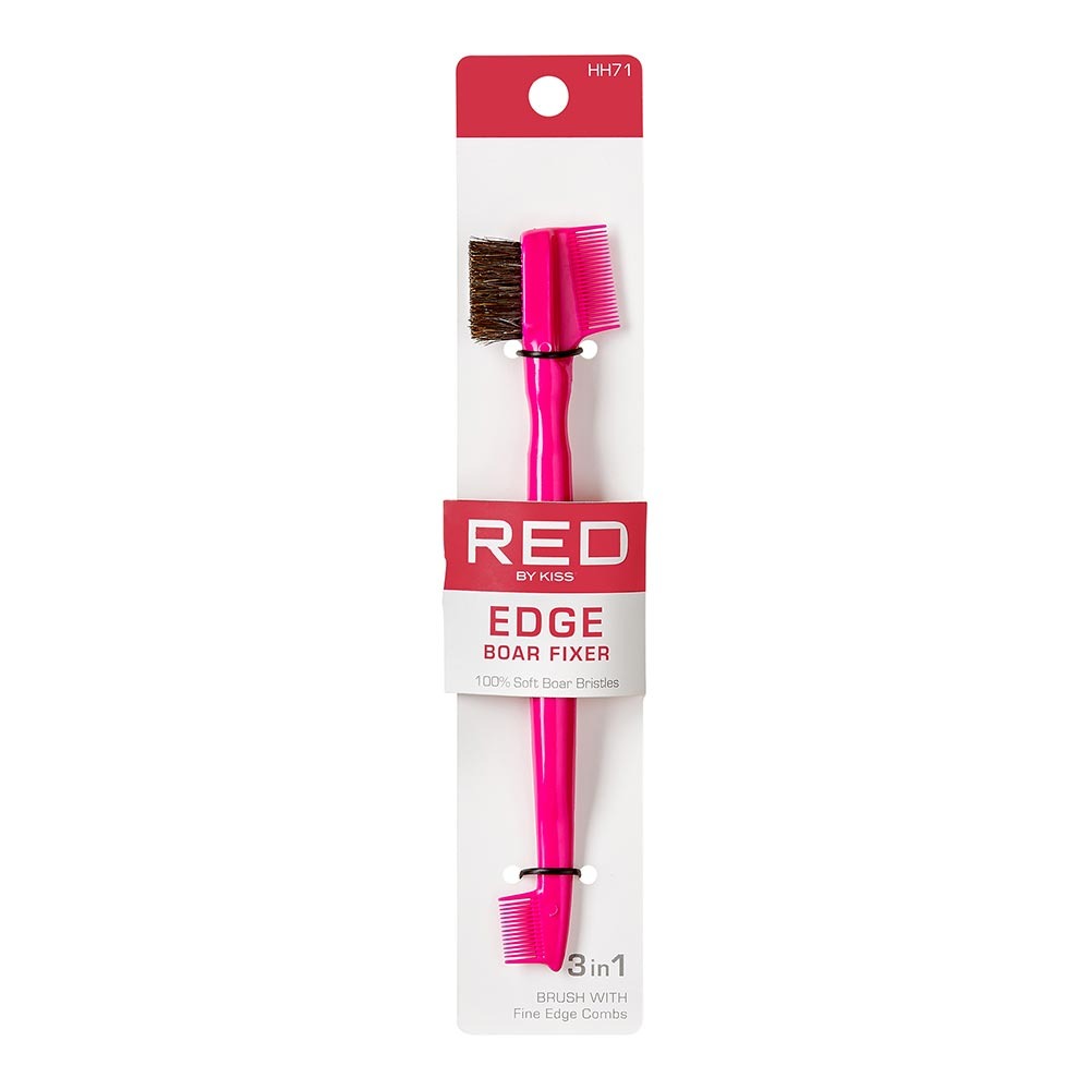 RED by KISS Professional 3-in-1 Edge Brush - (BSH28) RED Prof. Edge Boar BSH (3in1) official pack