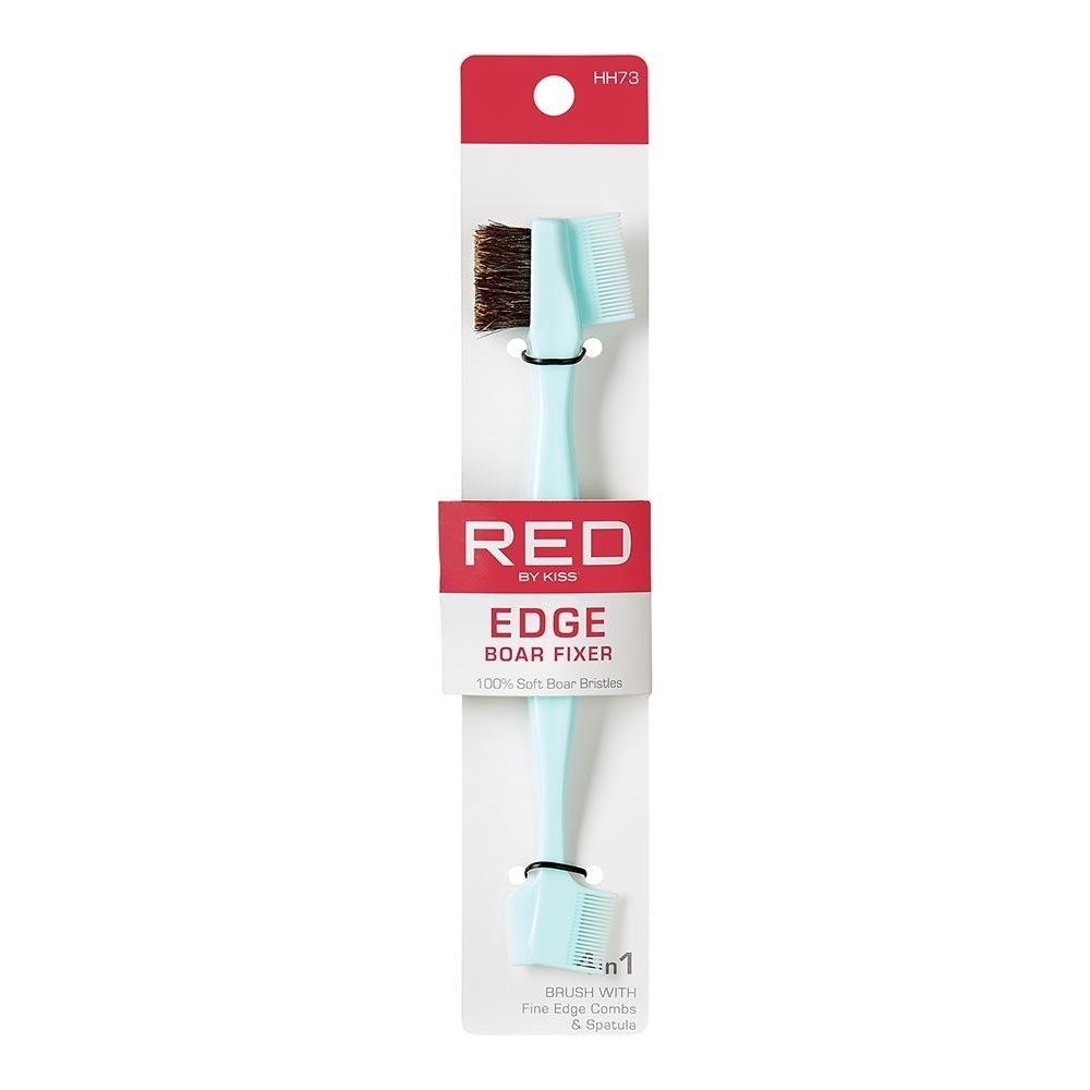 Red By Kiss 4-In-1 100% Soft Boar Edge Brush With Fine Edge Combs & Spatula #HH7 — official pack HH73 from ivyusa.com