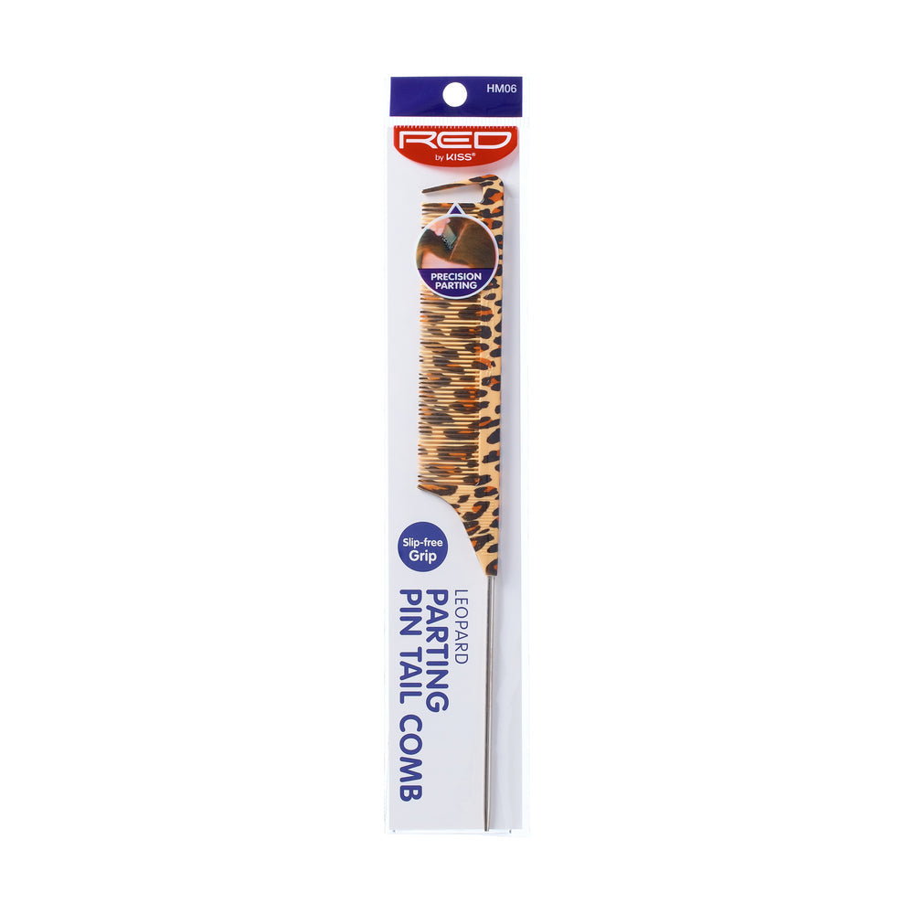 RED by KISS Leopard Parting Pin Tail Comb - RED Leopard Parting Pintail Comb official pack