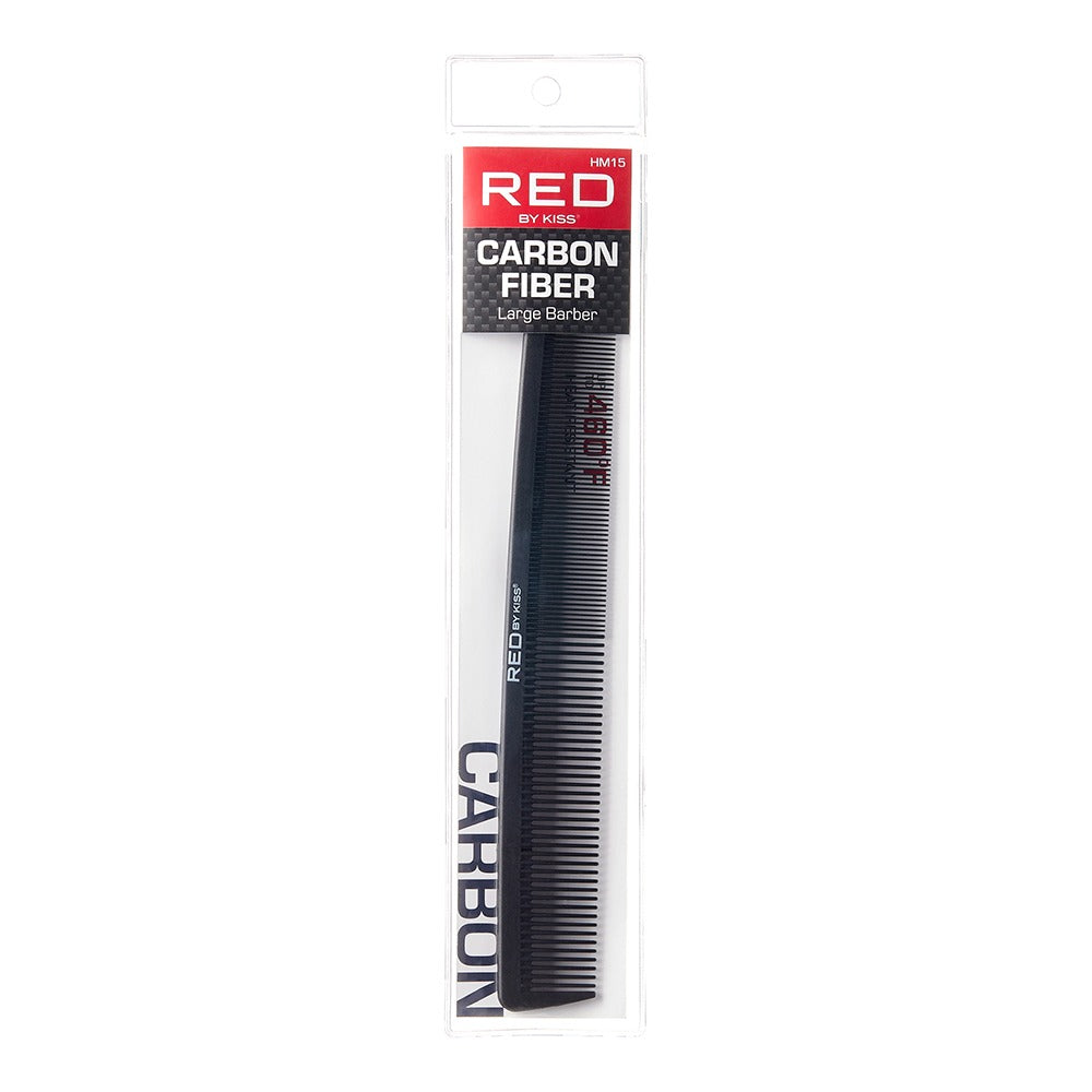 Red Kiss By Carbon Fiber Large Barber Comb #HM15 — official pack HM15 from ivyusa.com