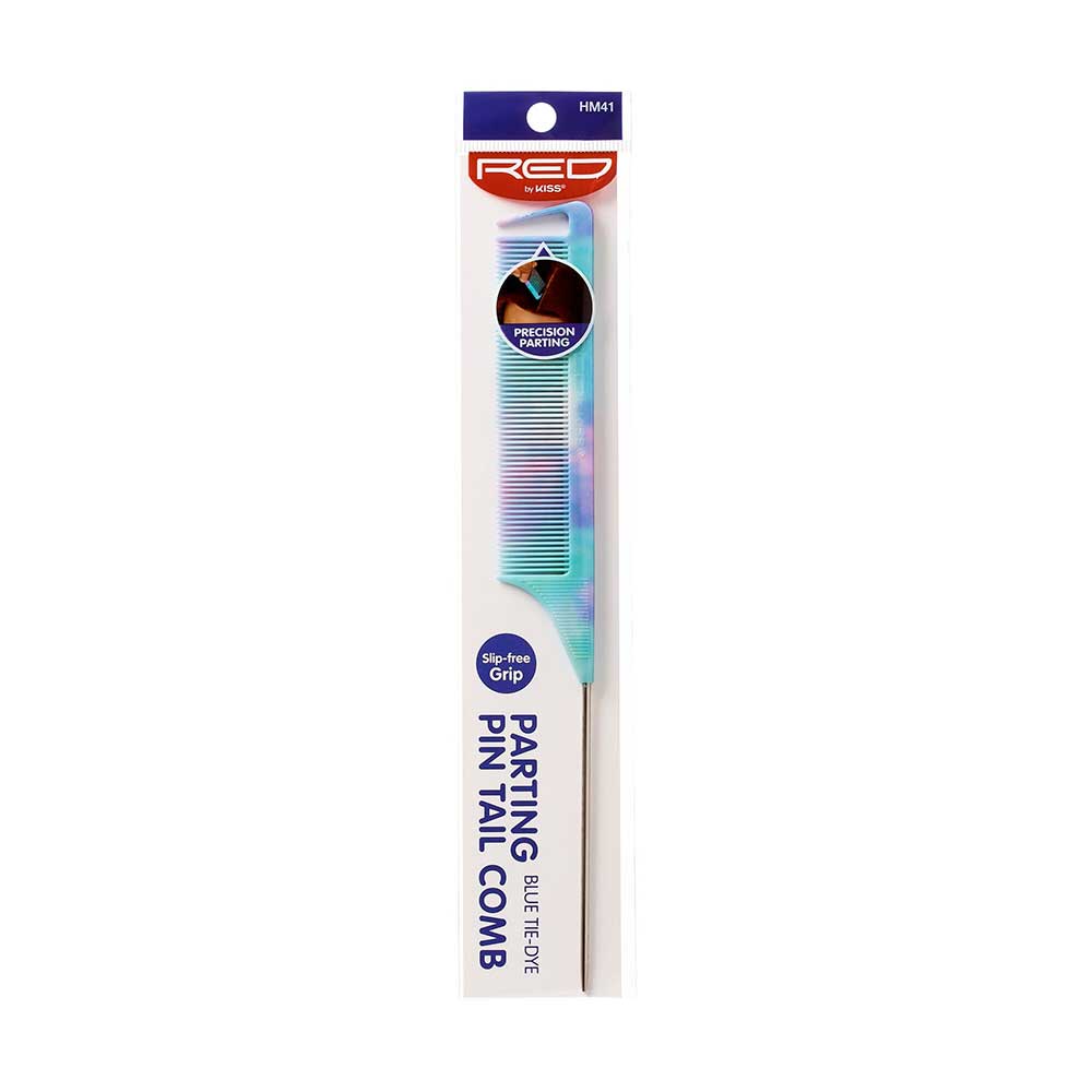 RED by KISS Pattern Parting Pin Tail Comb - Blue Tie-Dye official pack